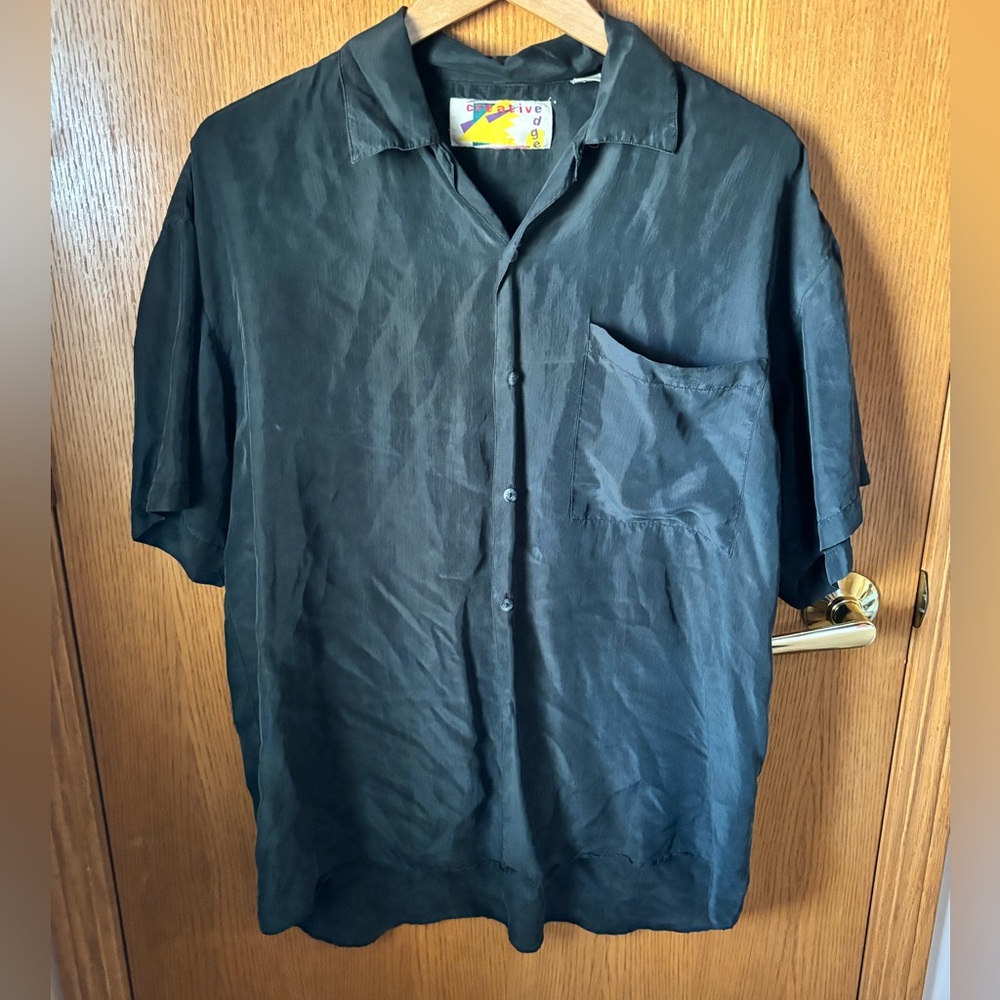 Vintage Creative Edge Silk Button Down Shirt M